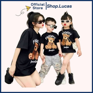 Áo Thun Gấu FRIENDLY Áo Cặp Gia Đình Áo Phông Đôi Nam Nữ Cotton Co Giãn