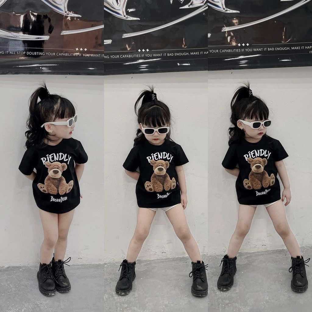 Áo Thun Gấu FRIENDLY Áo Cặp Gia Đình Áo Phông Đôi Nam Nữ Cotton Co Giãn