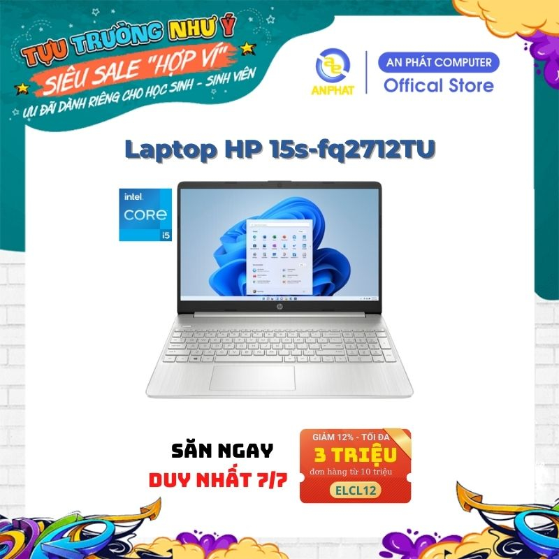 [Mã ELCL12 giảm 12% đơn 10TR] Laptop HP 15s-fq2712TU (Core™ i3-1115G4 & 15.6 inch FHD)