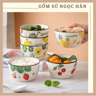 Bát ăn cơm họa tiết hoa quả, bát ăn chè, chén sứ decor dễ thương