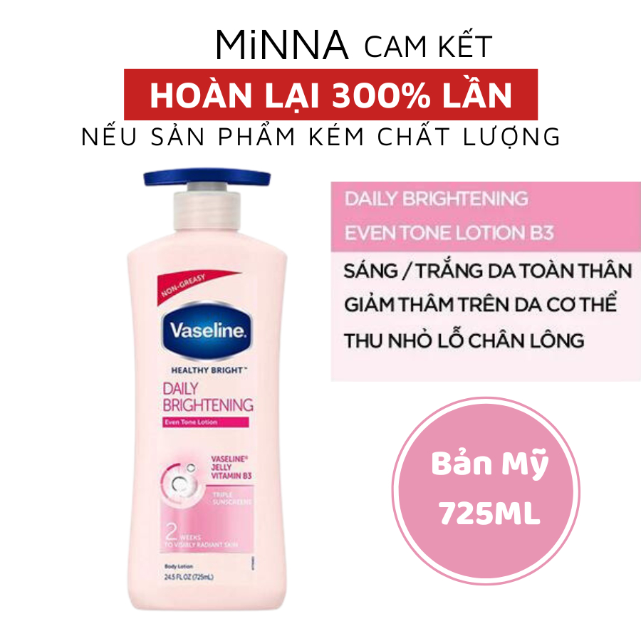 (Bản Mỹ) Sữa dưỡng thể trắng da Vaseline UV Lightening 725ml (Kem hồng)