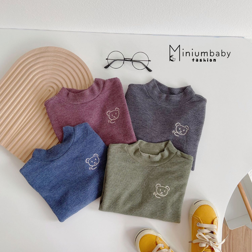 Cotton tổ ong thêu hoạ tiết cho bé trai/gái miniumbabyfashion, thu đông dài tay trẻ em -A1113