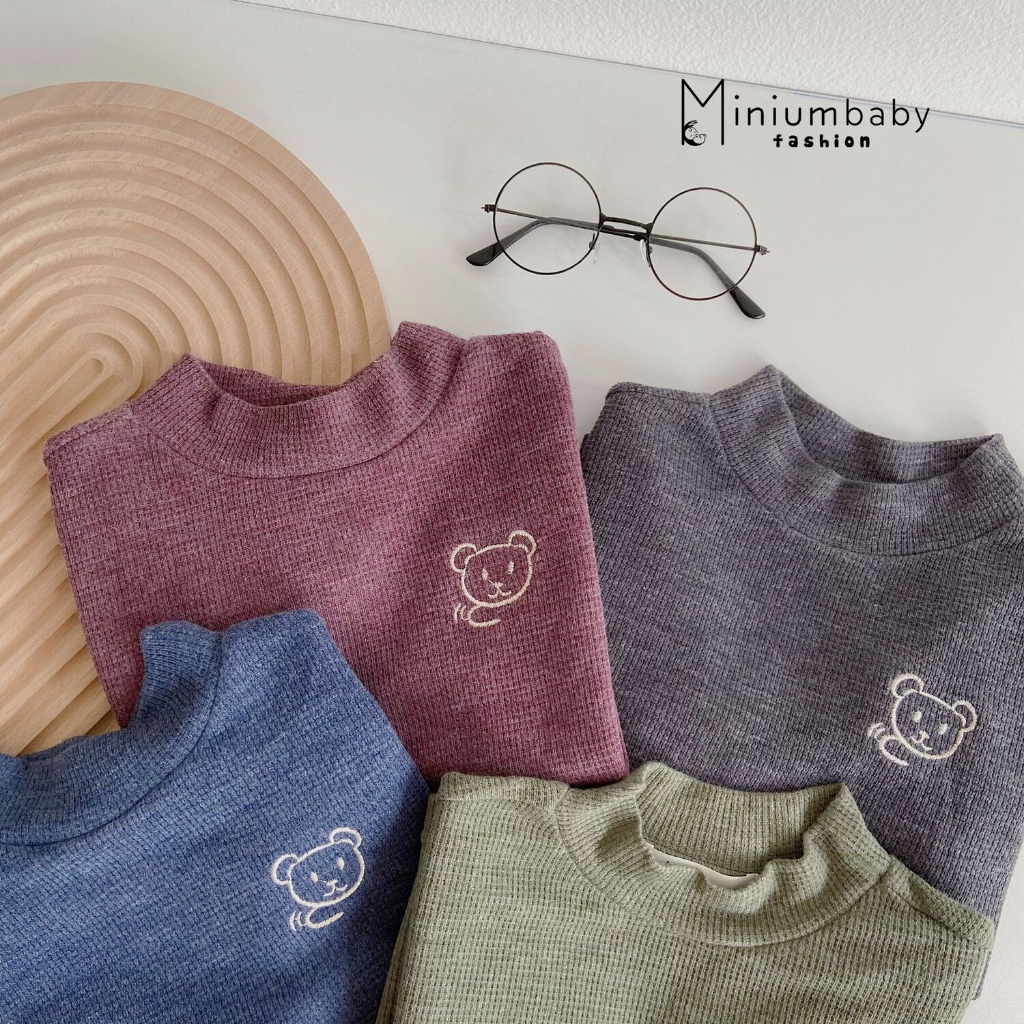 Cotton tổ ong thêu hoạ tiết cho bé trai/gái miniumbabyfashion, thu đông dài tay trẻ em -A1113