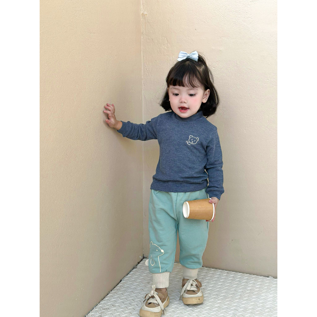 Cotton tổ ong thêu hoạ tiết cho bé trai/gái miniumbabyfashion, thu đông dài tay trẻ em -A1113