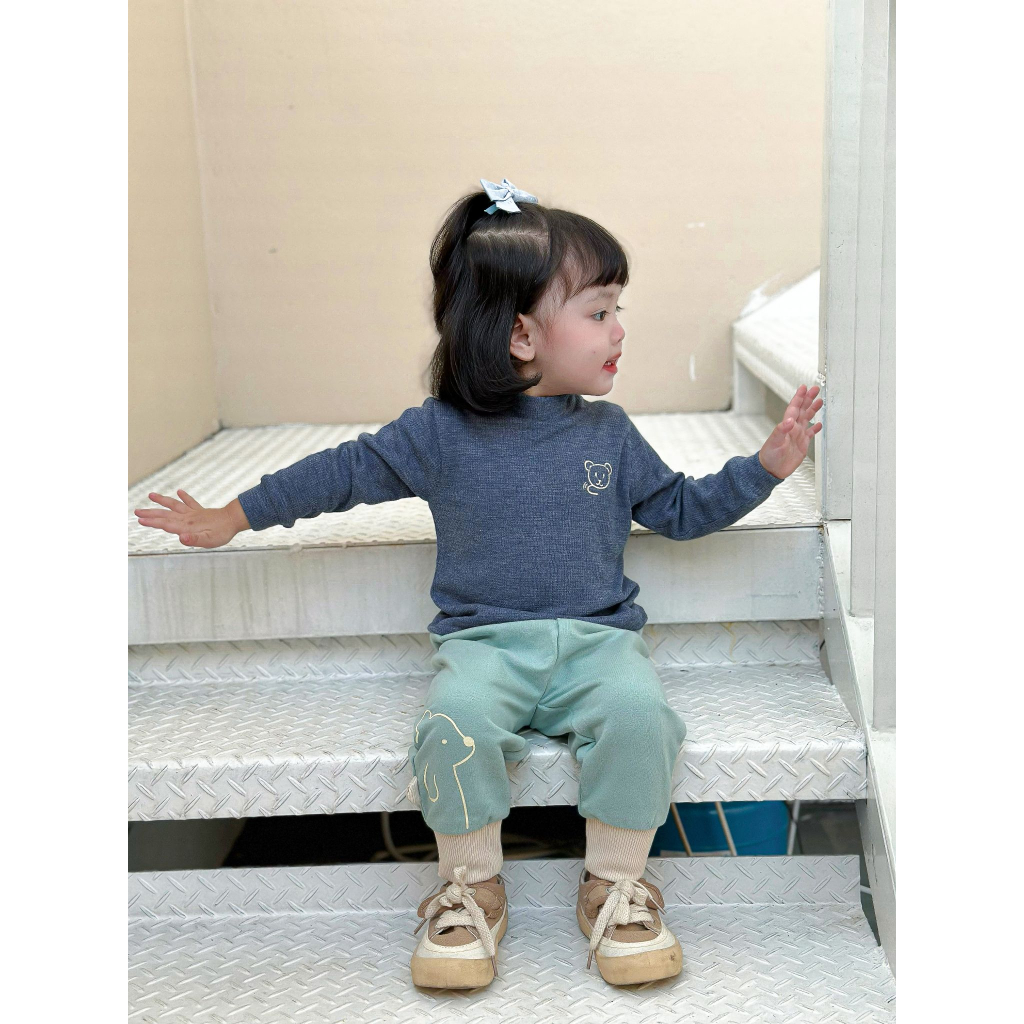 Cotton tổ ong thêu hoạ tiết cho bé trai/gái miniumbabyfashion, thu đông dài tay trẻ em -A1113