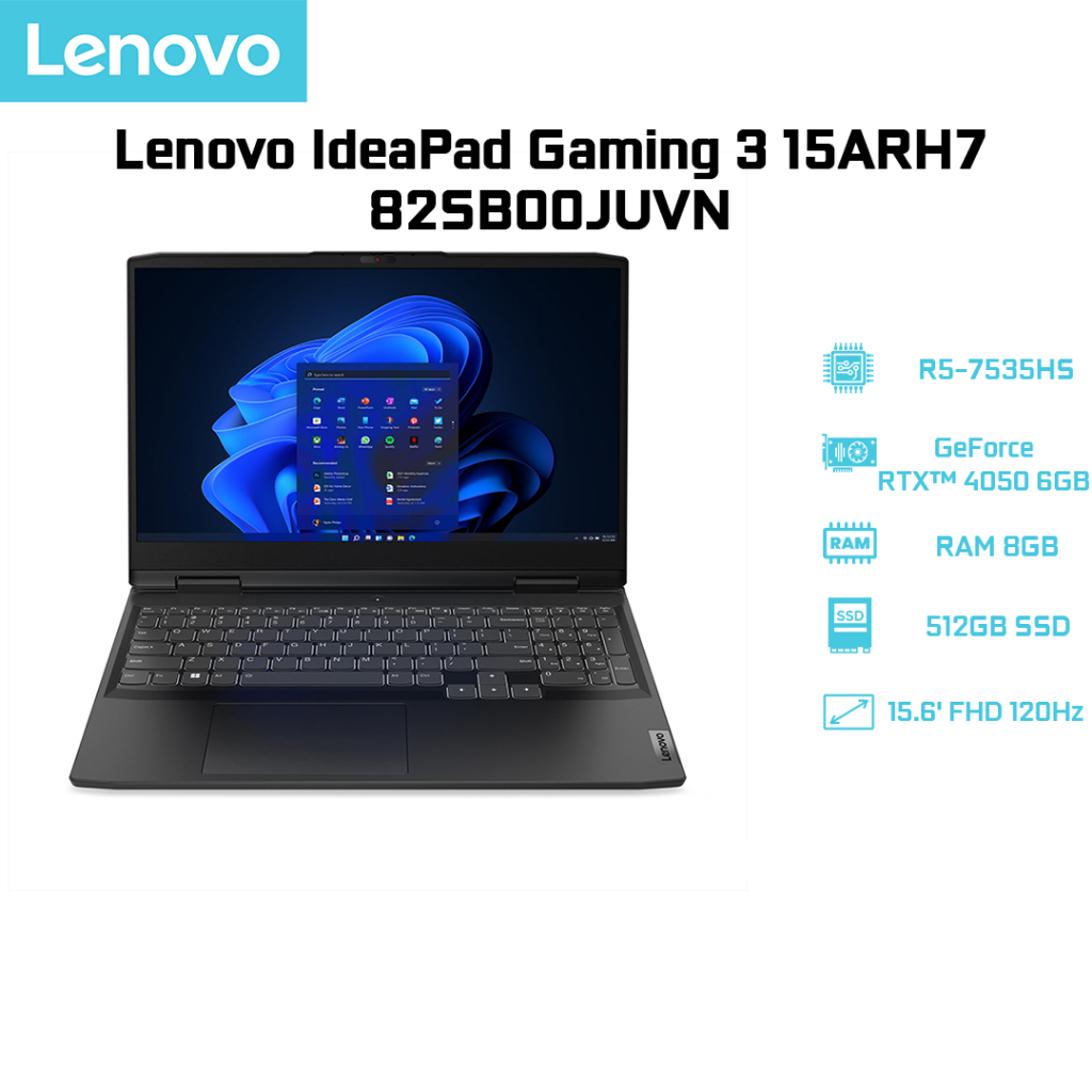 Laptop Lenovo IdeaPad Gaming 3 15ARH7 82SB00JUVN R5-7535HS|8GB|512GB|RTX™ 4050 6GB|15.6'