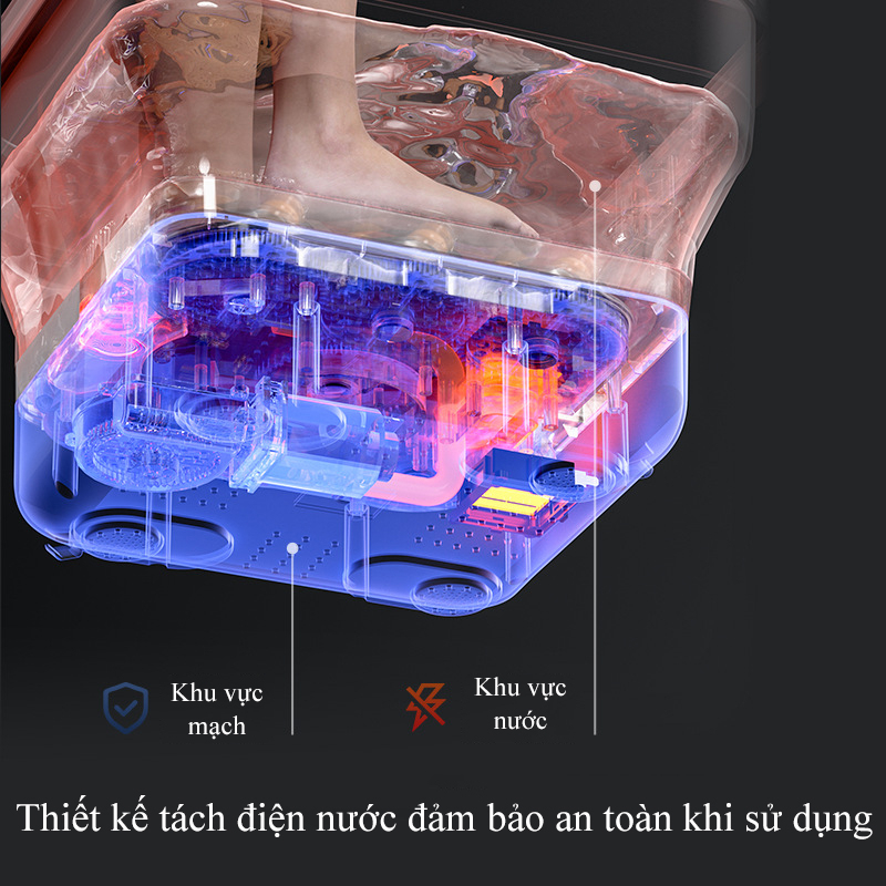 Máy massage chân gấp gọn, chậu ngâm chân, bồn ngâm chân massage cao cấp tặng kèm thảo dược ngâm chân, bảo hành 2 năm