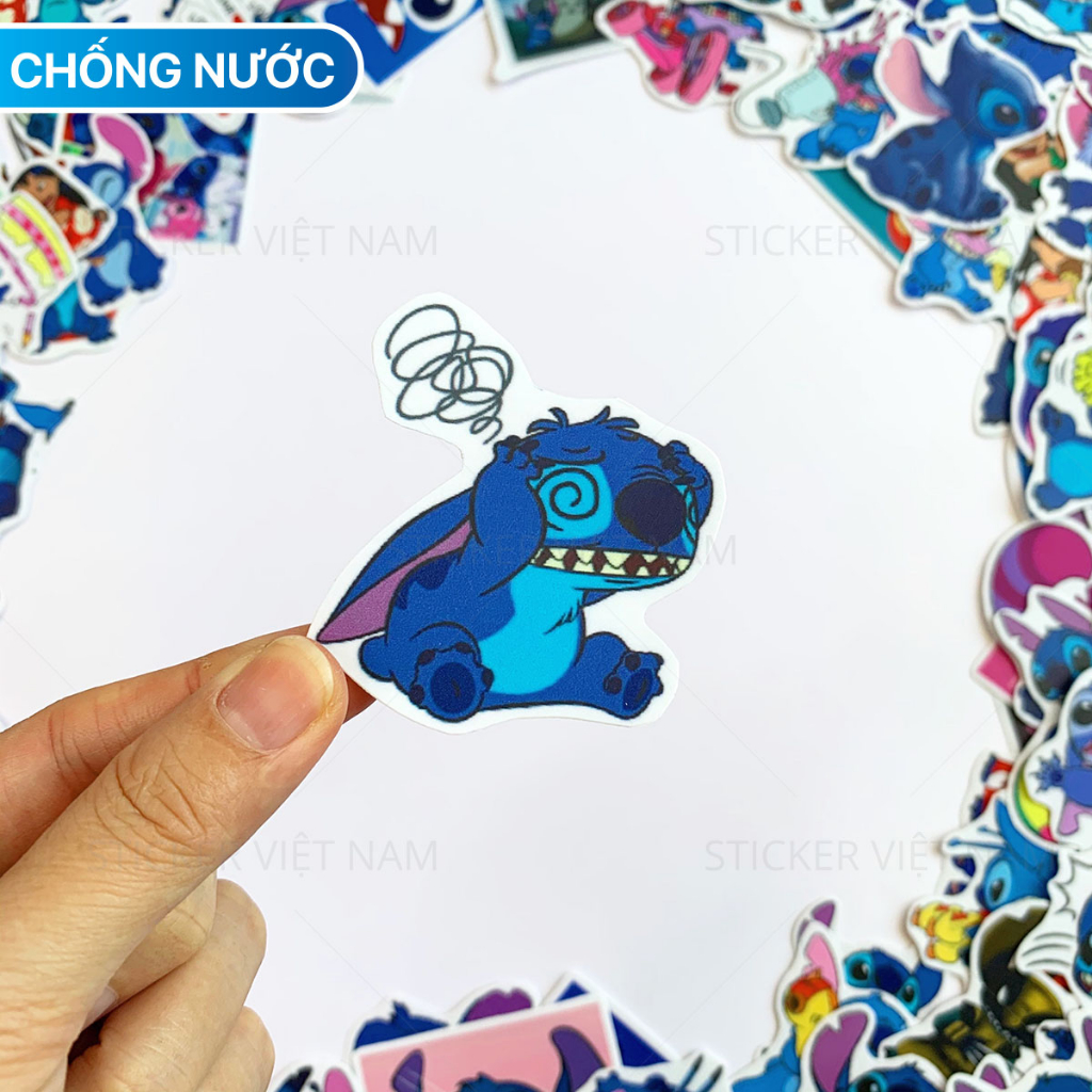 Sticker STITCH Lilo Hình Dán Chống Nước Trang Trí Va Li, Xe, Laptop, Nón Bảo Hiểm, tem dán stich