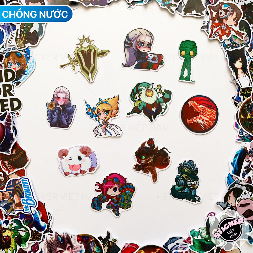 Sticker LIÊN MINH HUYỀN THOẠI - LOL decal hình dán chống nước trang trí xe, laptop, nón bảo hiểm