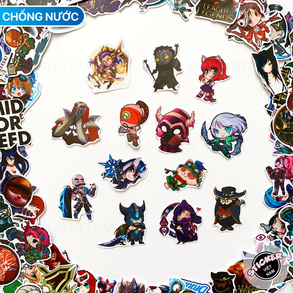 Sticker LIÊN MINH HUYỀN THOẠI - LOL decal hình dán chống nước trang trí xe, laptop, nón bảo hiểm