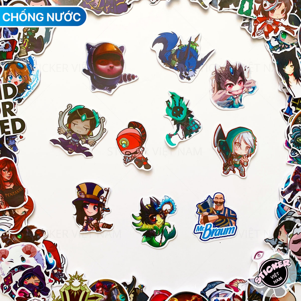 Sticker LIÊN MINH HUYỀN THOẠI - LOL decal hình dán chống nước trang trí xe, laptop, nón bảo hiểm