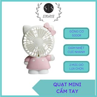 Quạt cầm tay để bàn mini tích điện  dễ thương sạc micro USB di động tiện lợi 2 mức gió đèn ngủ ấm áp không ồn