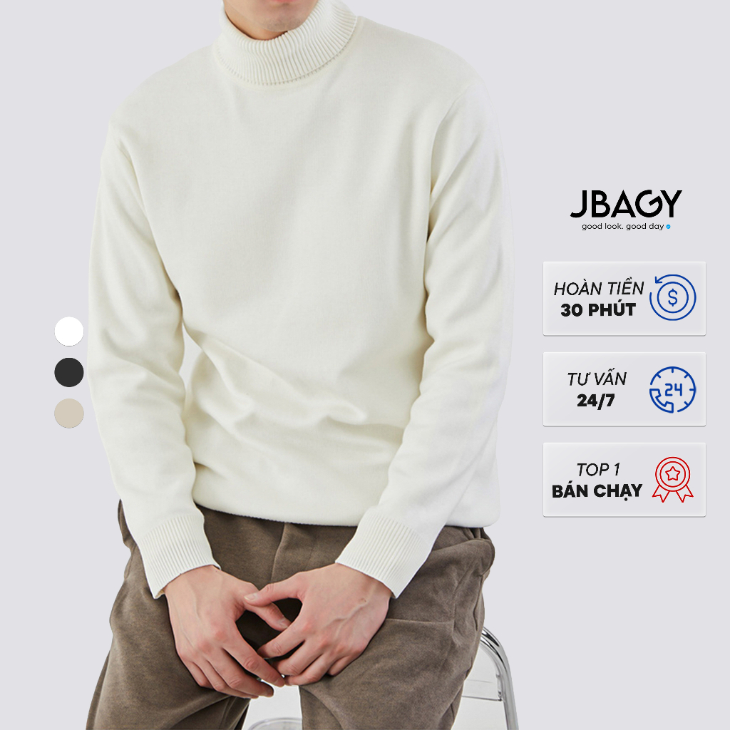 Áo len cổ 3 phần, áo len nam nữ dáng trơn vải len mền mại thương hiệu JBAGY - JL0101
