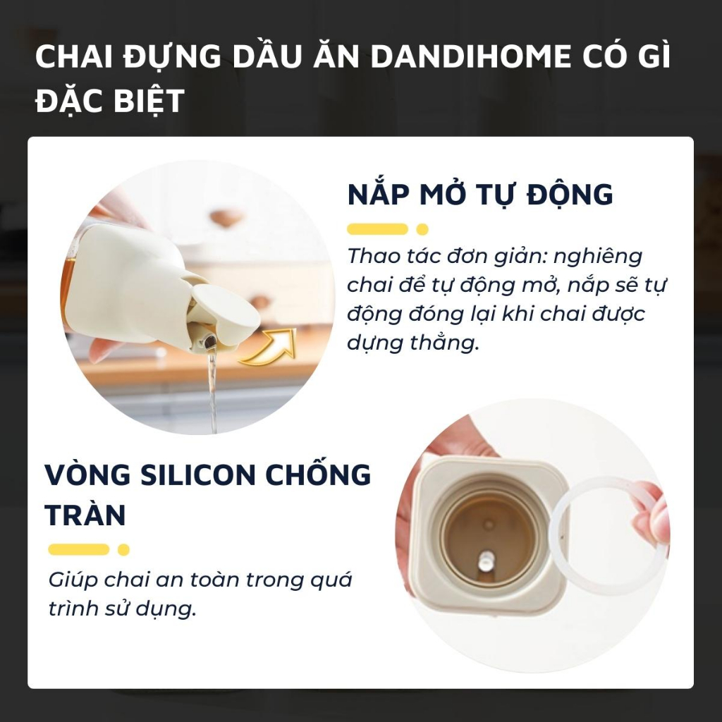 Chai đựng dầu ăn, nước mắm, xì dầu thông minh DandiHome