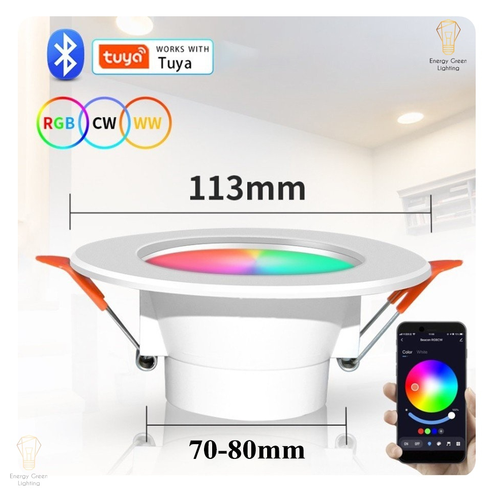 Đèn LED Downlight Âm Trần Energy Green Lighting DL-607 - Điều Khiển Qua APP Điện Thoại TUYA , Bluetooth - 16 Triệu Màu