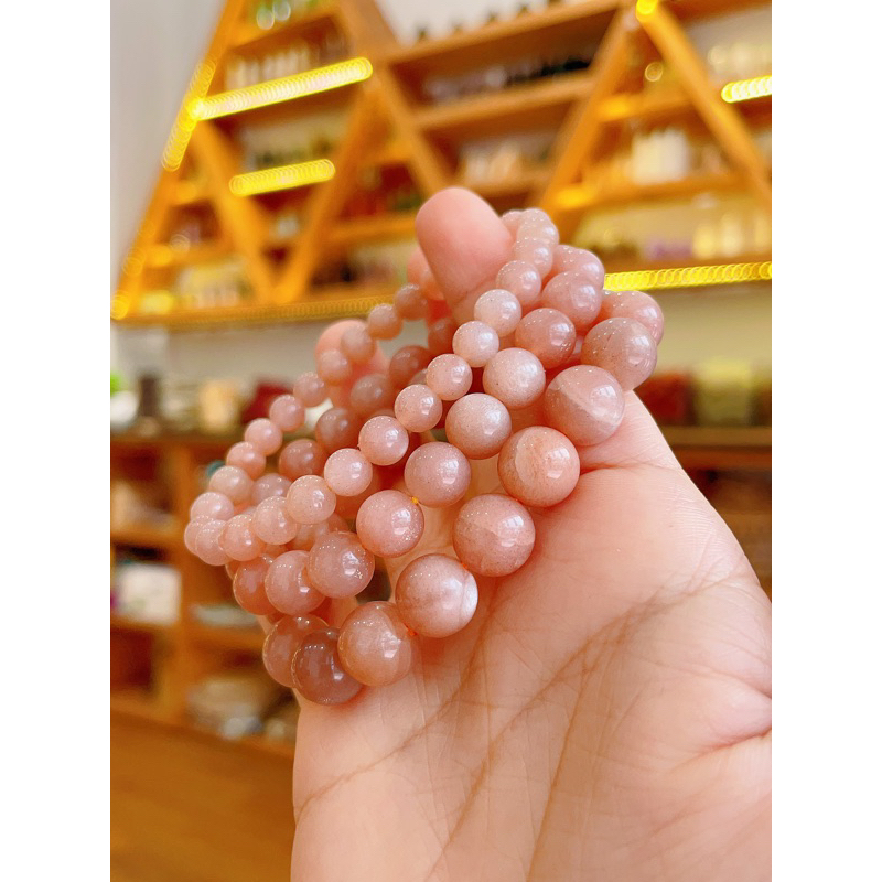 Vòng tay Năng Lượng đá Mặt Trời, đá Sunstone, đá Phong Thuỷ