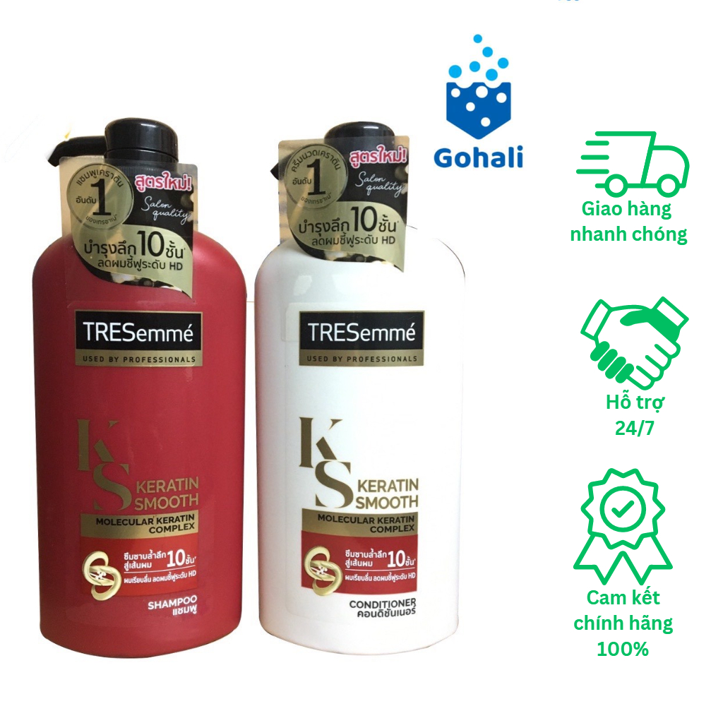 Combo Dầu Gội, Xả TRESEMME Keratin Smooth dưỡng tóc khô xơ rối công thức chuẩn salon Óng Suôn Mượt. Hàng Thái Lan 400 ML