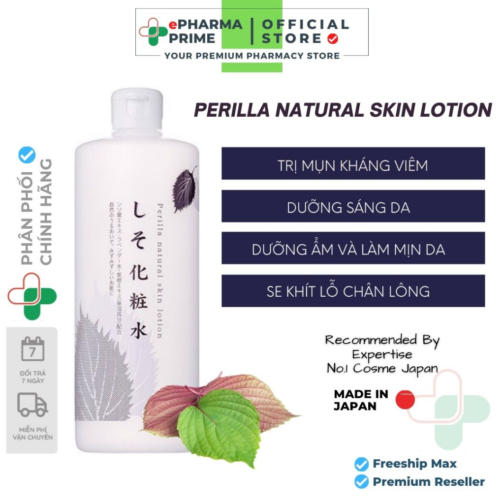 Nước Hoa Hồng Tía Tô Chinoshio Perilla Natural Skin Lotion 500ml