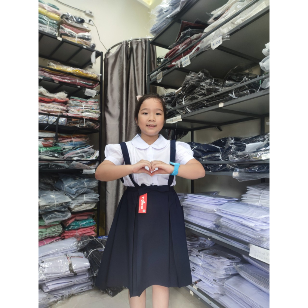 Set đồng phục nữ sinh - váy yếm học sinh bé gái - Áo sơ mi học sinh nữ - Danangsale
