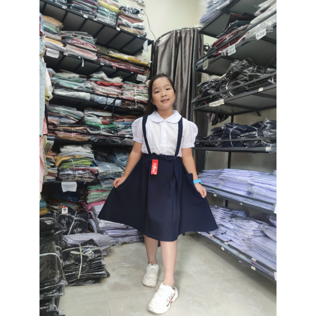 Set đồng phục nữ sinh - váy yếm học sinh bé gái - Áo sơ mi học sinh nữ - Danangsale
