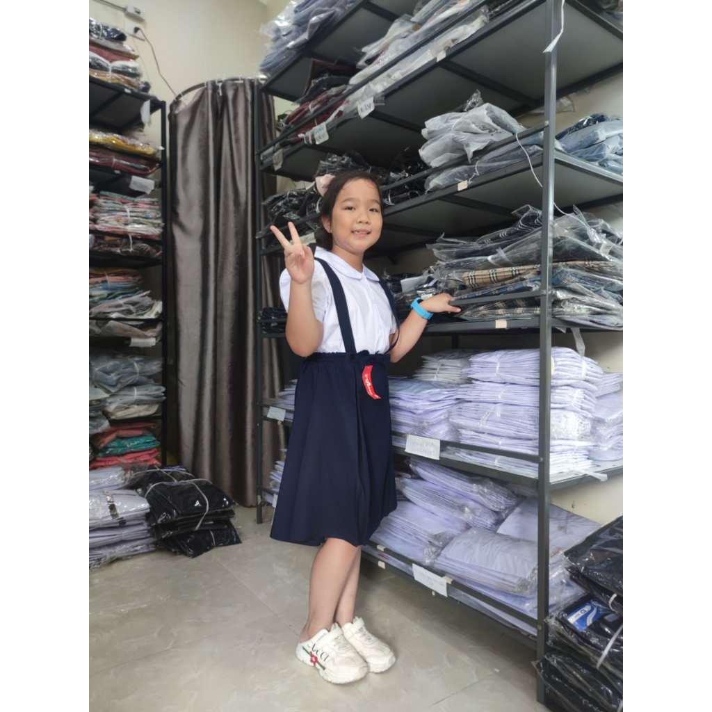 Set đồng phục nữ sinh - váy yếm học sinh bé gái - Áo sơ mi học sinh nữ - Danangsale