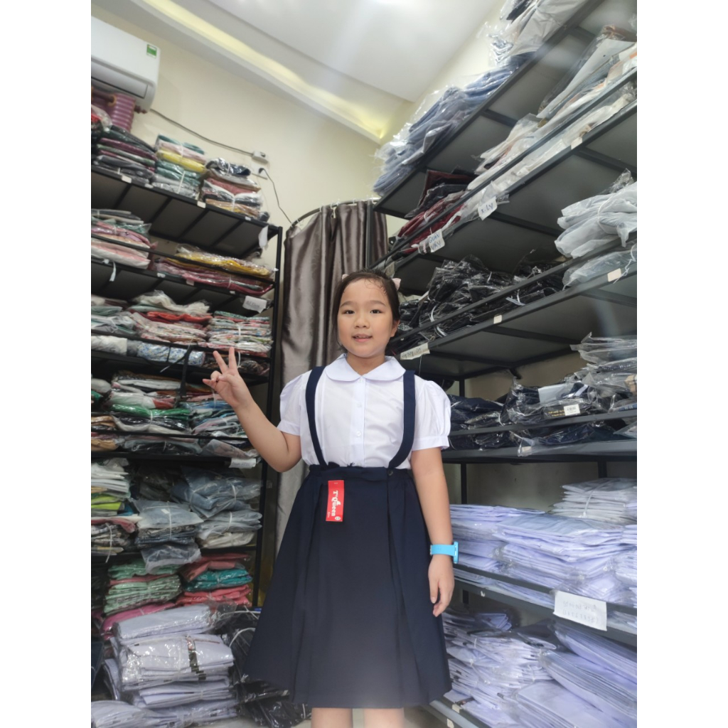 Set đồng phục nữ sinh - váy yếm học sinh bé gái - Áo sơ mi học sinh nữ - Danangsale