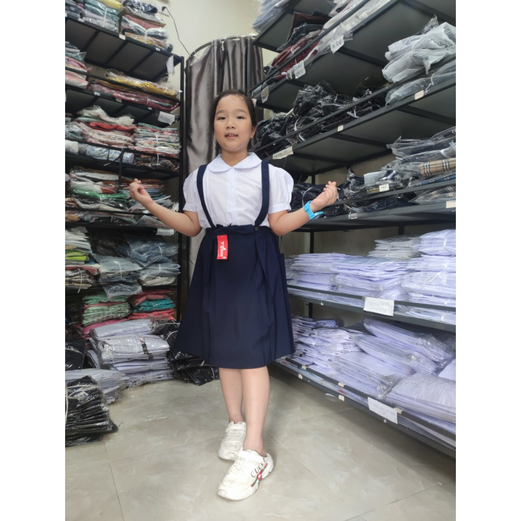 Set đồng phục nữ sinh - váy yếm học sinh bé gái - Áo sơ mi học sinh nữ - Danangsale