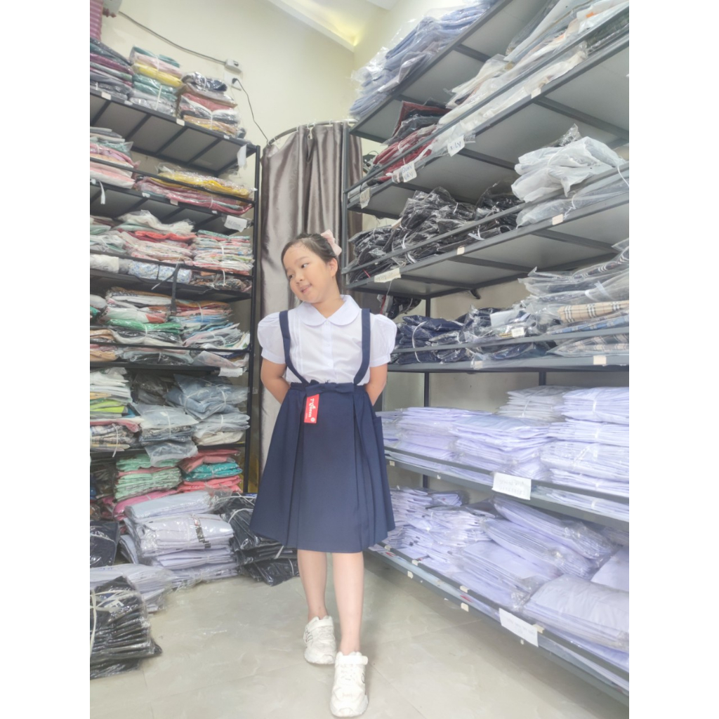 Set đồng phục nữ sinh - váy yếm học sinh bé gái - Áo sơ mi học sinh nữ - Danangsale