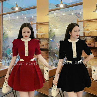 Đầm tiểu thư dự tiệc chất nhung sang trọng thanh lịch