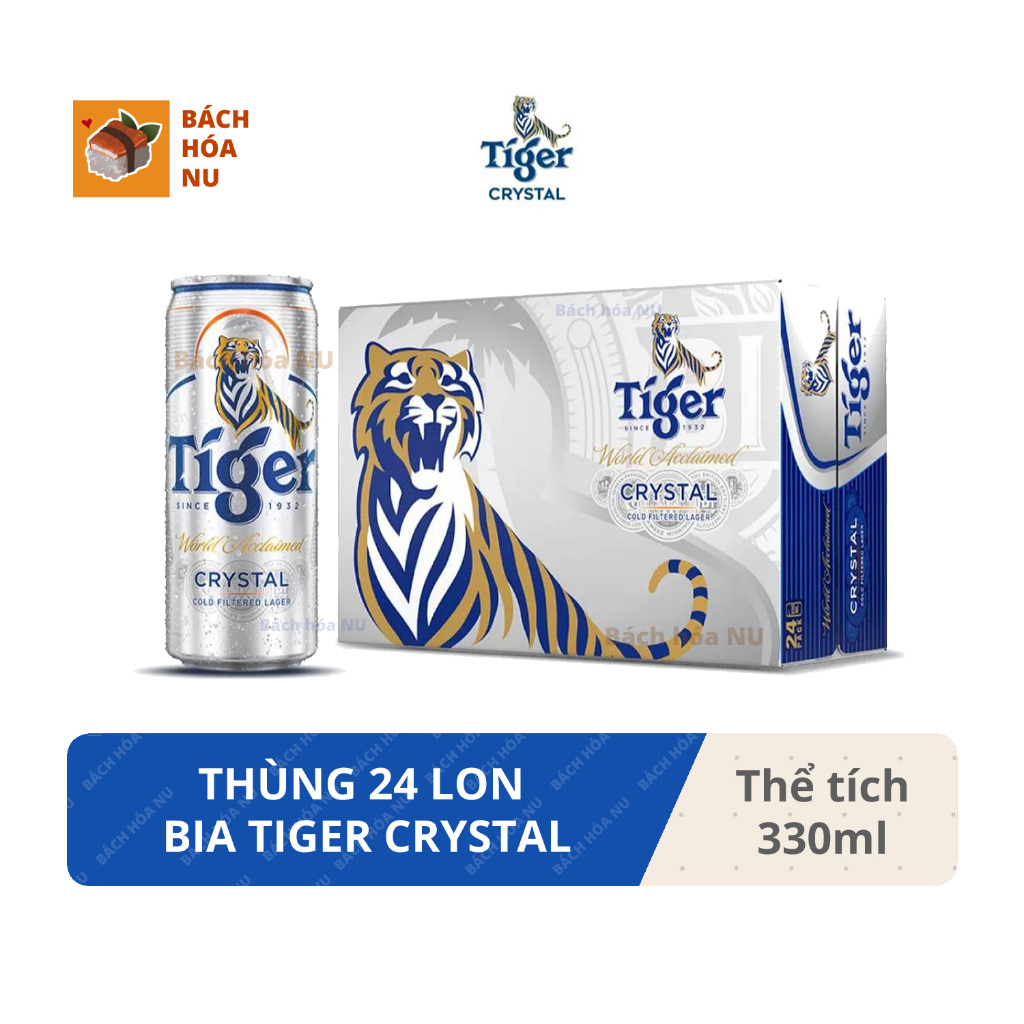 Thùng 24 lon Tiger crystal (Tiger bạc) 330ml/lon