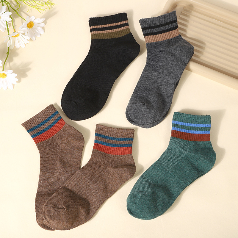 Set 5 đôi tất nam Chemmy cổ trung,tất nam phong cách vintage Hàn Quốc