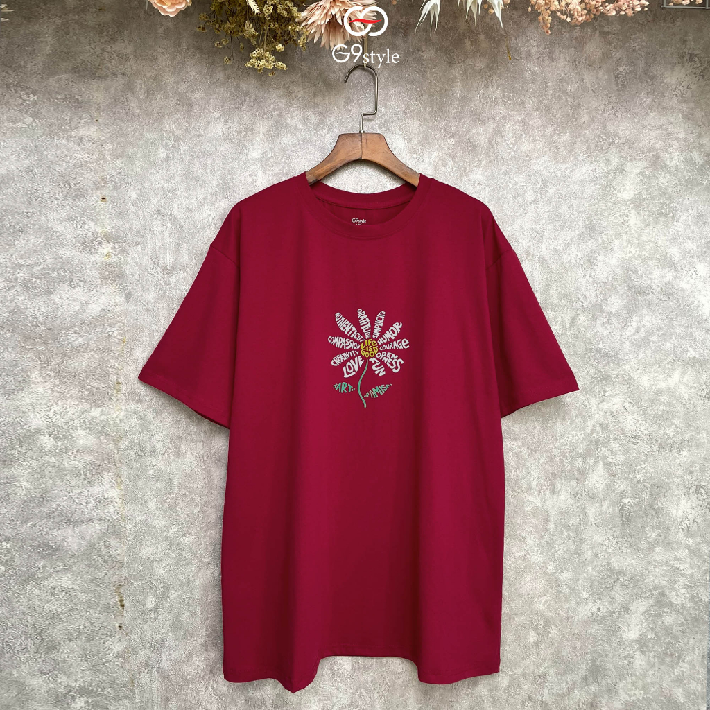 Áo thun cotton nữ in hình hoa cúc G9 STYLE, áo cotton thoáng mát in chữ cách điệu thời trang, trẻ trung