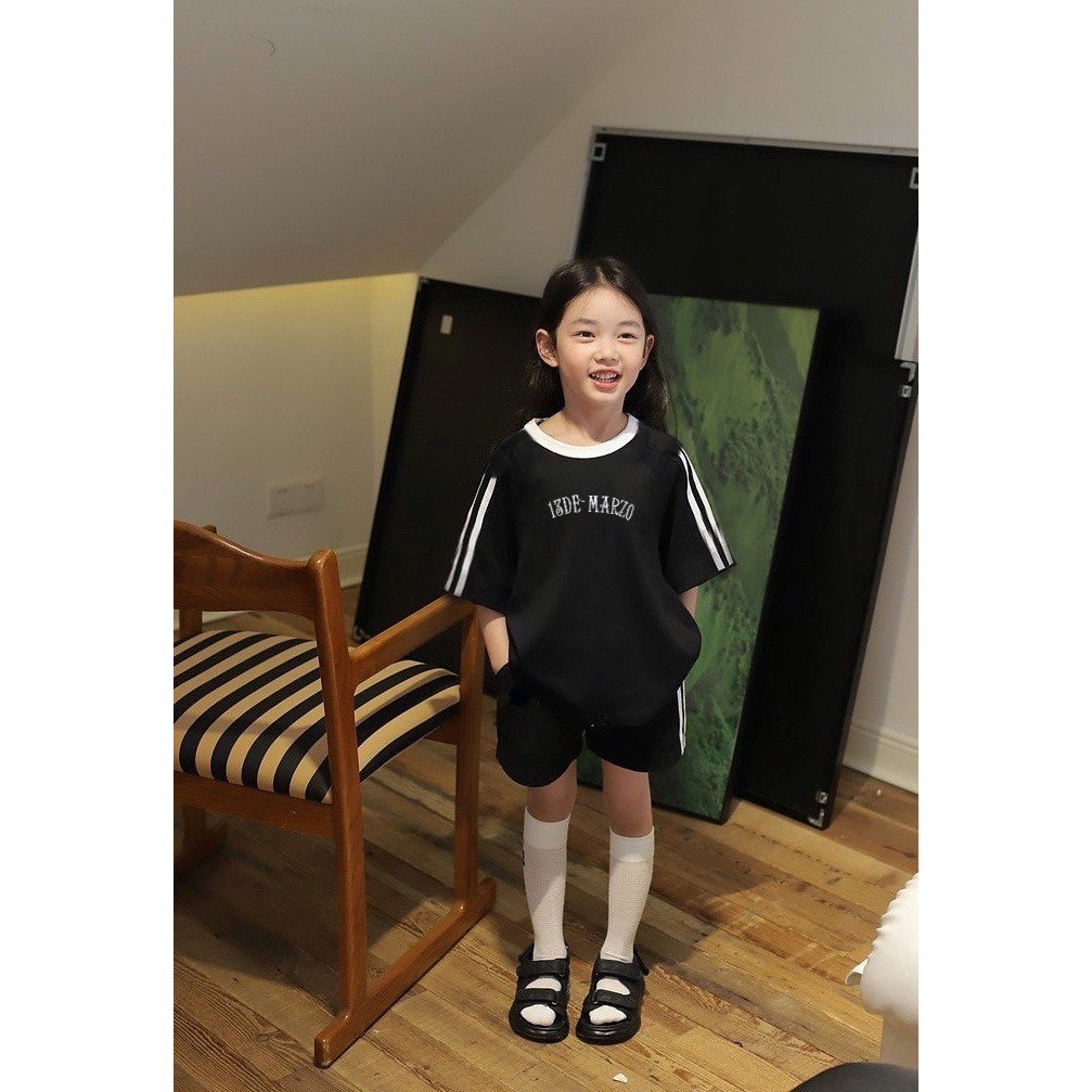 Bộ quần áo thun hè DEMAZO bé trai và bé gái 18-48kg từ 6-16 tuổi - Phong cách tươi trẻ và thoải mái cho các cô gái nhỏ