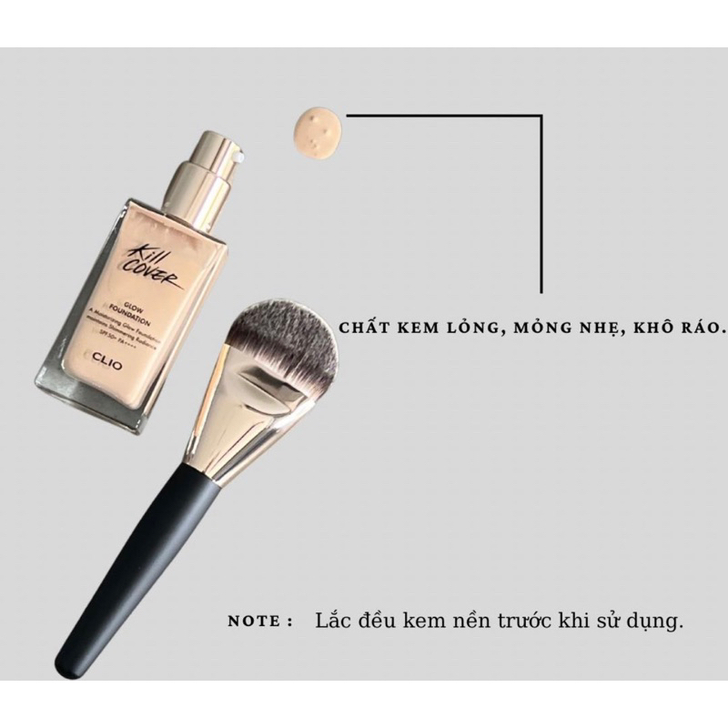 Kem nền Clio Glow tặng kèm cọ