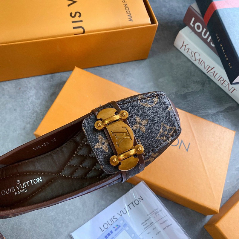 Giày búp bê nữ gót 3cm_Giày búp bê công sở gót 3p chần chỉ êm_giày nữ lv có sẵn