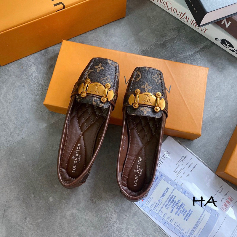 Giày búp bê nữ gót 3cm_Giày búp bê công sở gót 3p chần chỉ êm_giày nữ lv có sẵn