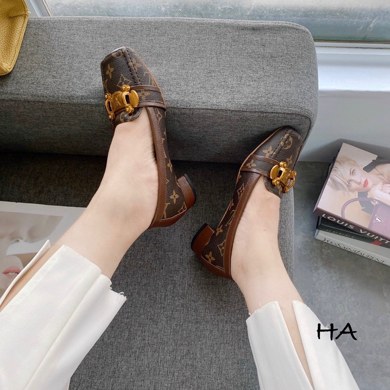 Giày búp bê nữ gót 3cm_Giày búp bê công sở gót 3p chần chỉ êm_giày nữ lv có sẵn