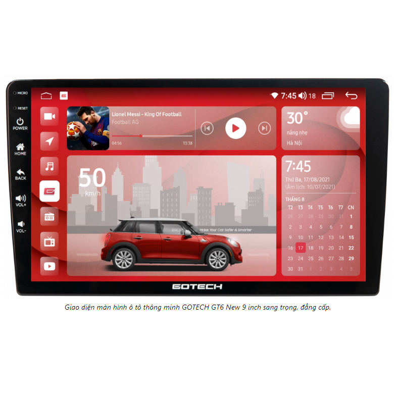 Màn hình  android GOTECH GT6 9inch, 10ich. TẶNG MẶT DƯỠNG theo xe oto. Màn android xem camera oto...