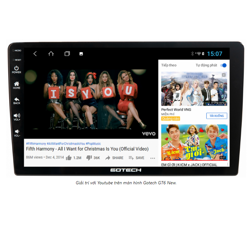 Màn hình  android GOTECH GT6 9inch, 10ich. TẶNG MẶT DƯỠNG theo xe oto. Màn android xem camera oto...