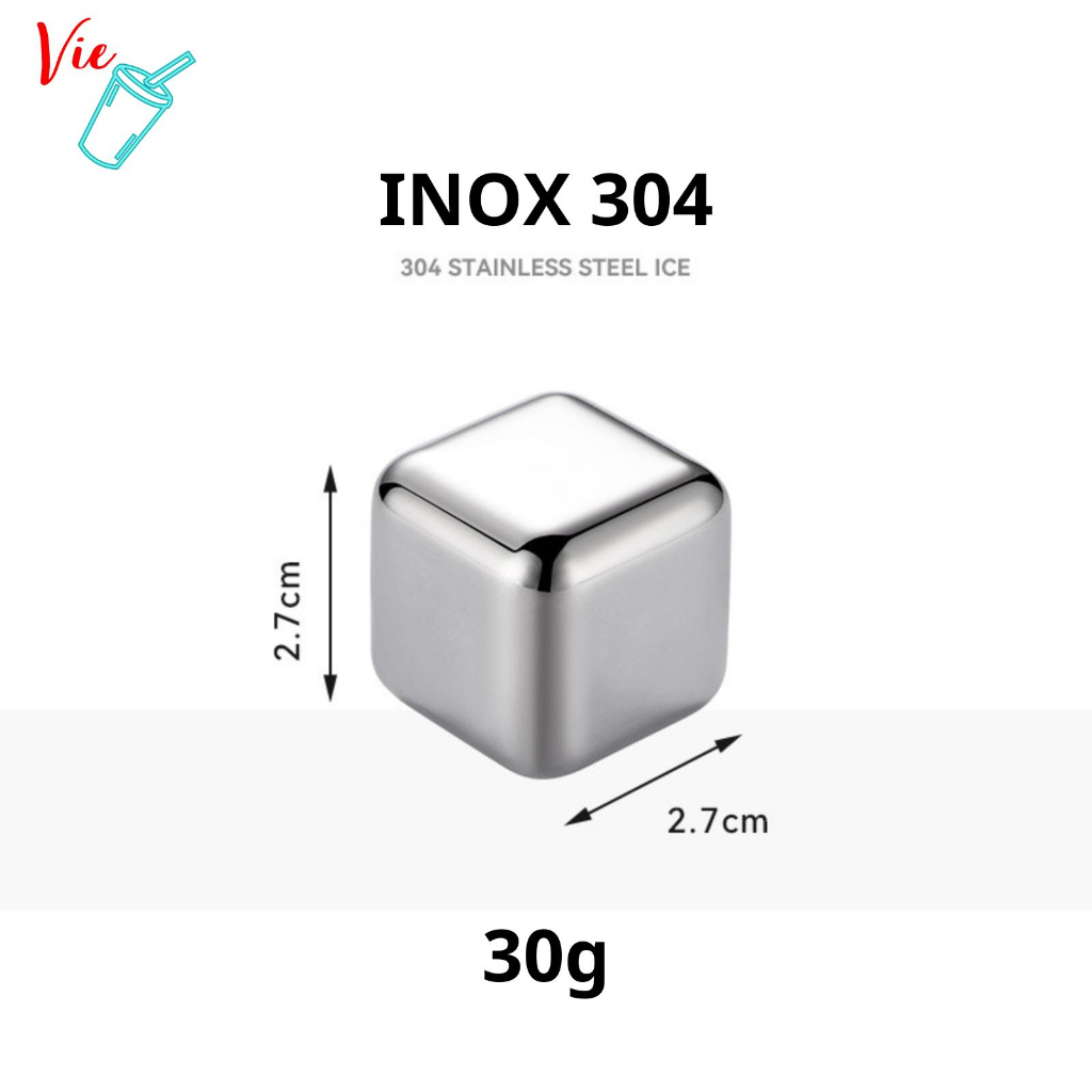 Đá Vĩnh Cửu Không Tan VieCup Hộp 6 Viên Đá INOX 304 Cooling Cubes Làm Lạnh Nhanh