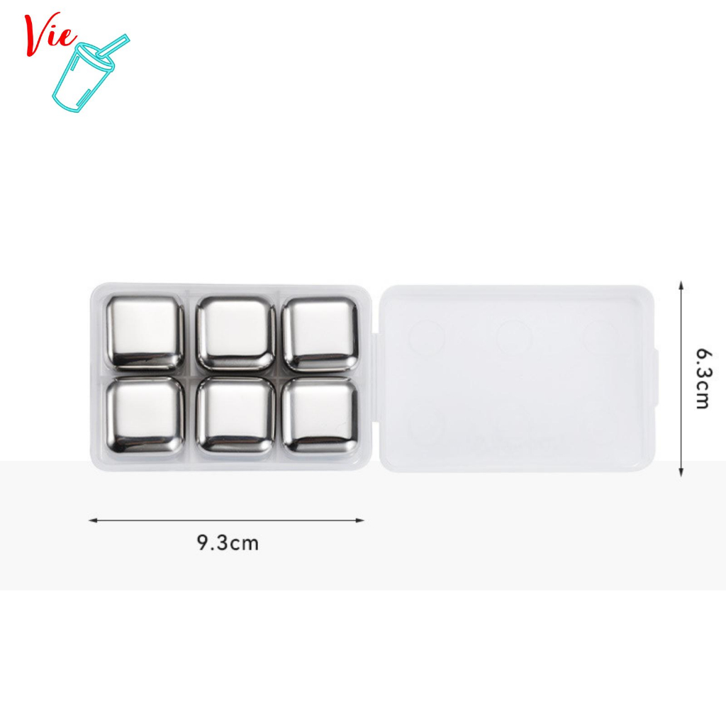 Đá Vĩnh Cửu Không Tan VieCup Hộp 6 Viên Đá INOX 304 Cooling Cubes Làm Lạnh Nhanh
