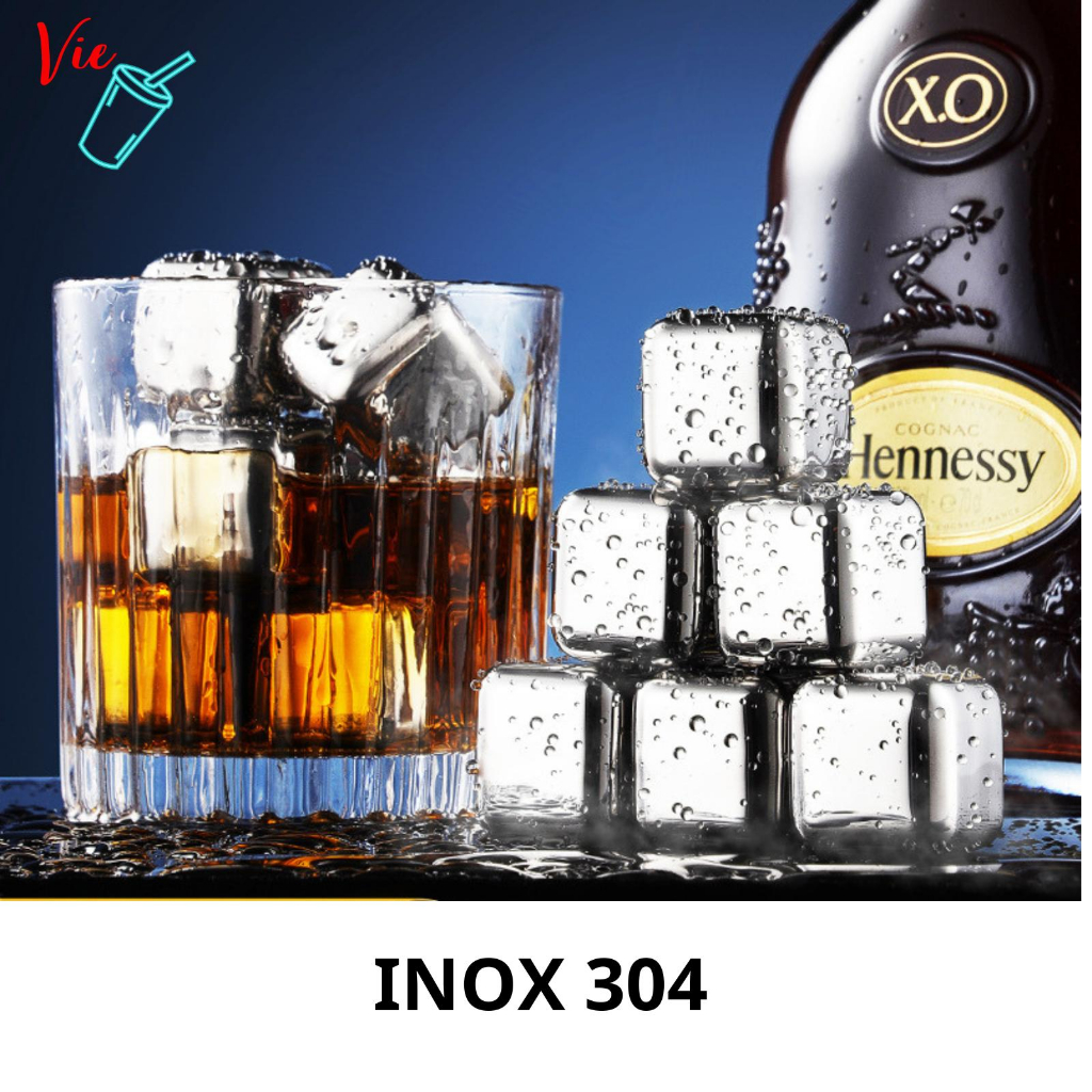Đá Vĩnh Cửu Không Tan VieCup Hộp 6 Viên Đá INOX 304 Cooling Cubes Làm Lạnh Nhanh