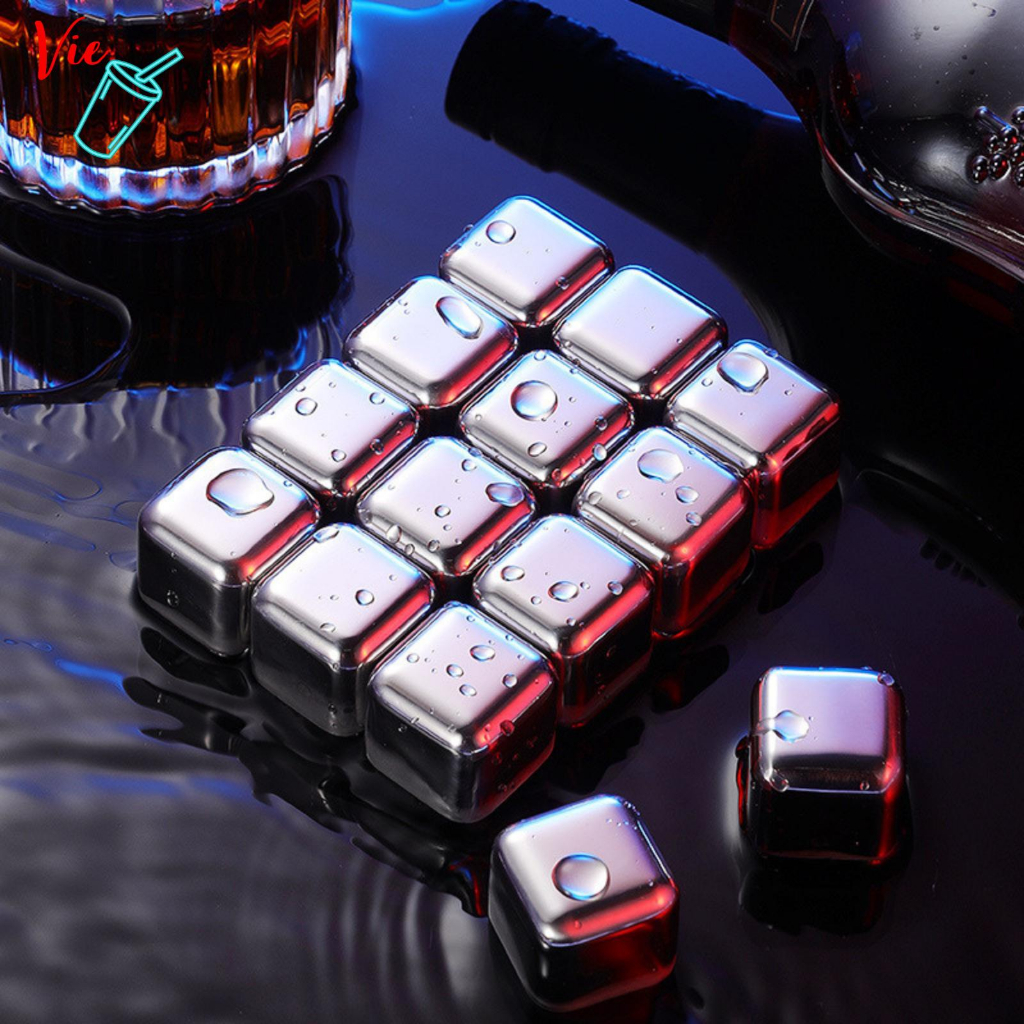 Đá Vĩnh Cửu Không Tan VieCup Hộp 6 Viên Đá INOX 304 Cooling Cubes Làm Lạnh Nhanh