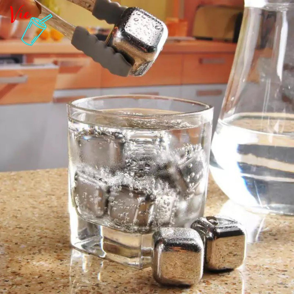 Đá Vĩnh Cửu Không Tan VieCup Hộp 6 Viên Đá INOX 304 Cooling Cubes Làm Lạnh Nhanh