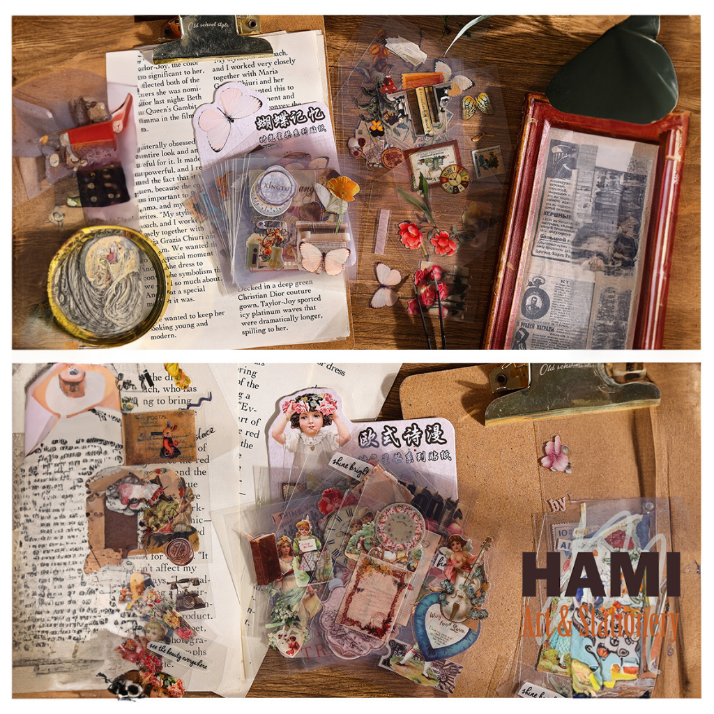 Bộ 25 tờ sticker PVC Retro dễ thương trang trí scrapbook - Tạo điểm nhấn độc đáo cho quà tặng và sáng tạo [ 157 ]