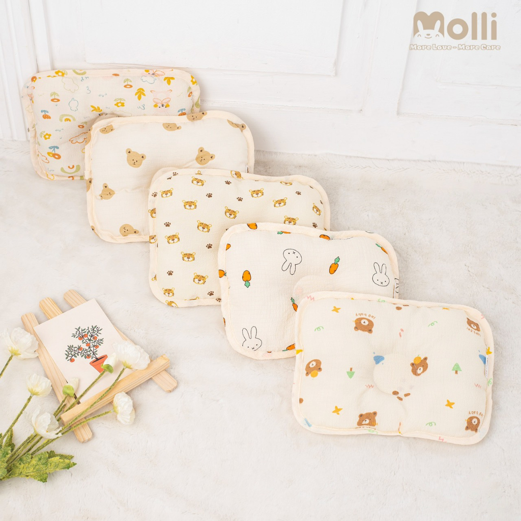 Bộ gối chặn và gối chống lõm đầu Molli cho bé