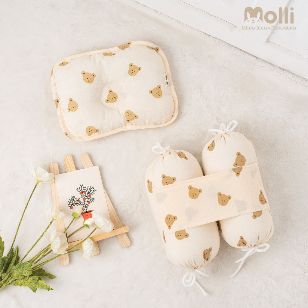 Bộ gối chặn và gối chống lõm đầu Molli cho bé