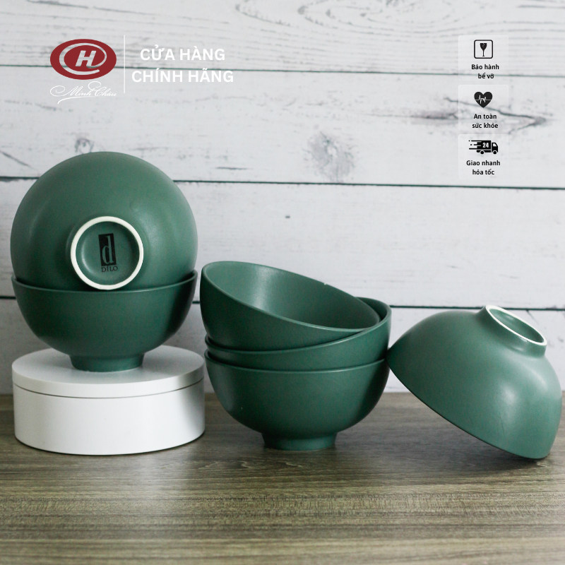 Bát Cơm Men Lì Xanh Cổ Vịt (hàng loại 2) - Sứ Dílo