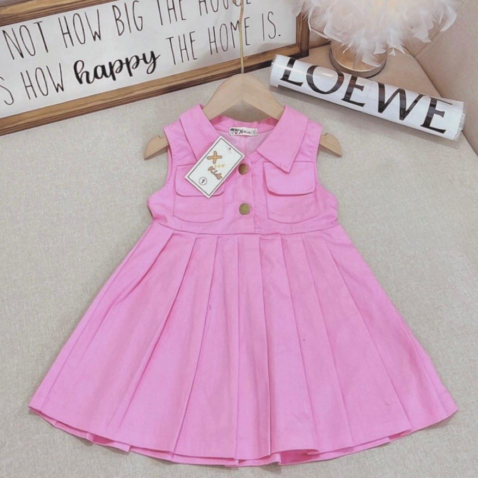 Váy jean dáng xoè xếp ly cho bé gái xinh