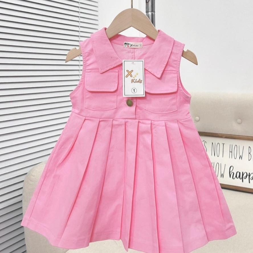 Váy jean dáng xoè xếp ly cho bé gái xinh